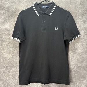 Fred Perry Mens Twin Tipped Polo Shirt Mens M Black White Laurel Wreath Preppy